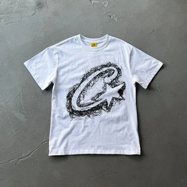 2025 Summer New Fashion Brand Trendyy 280G Men'S Oversized Short-Sleeved T-Shirt American High Street Hip-Hop Printed Style